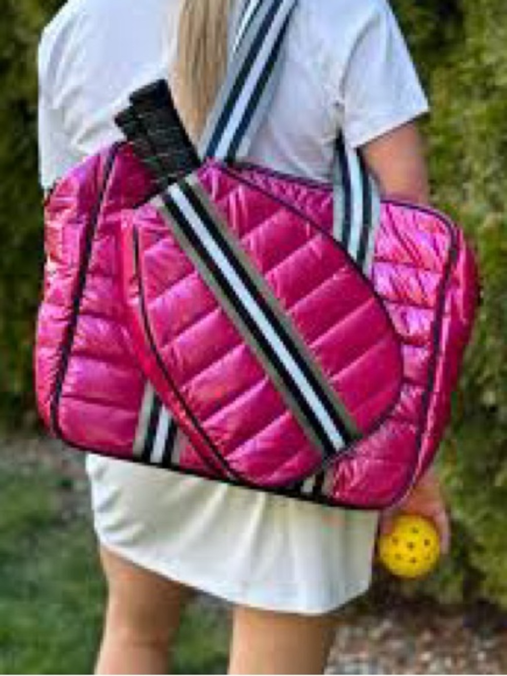 Parker & Hyde Pink Queen of the Royal Court Quilted Pickleball/Tennis Tote